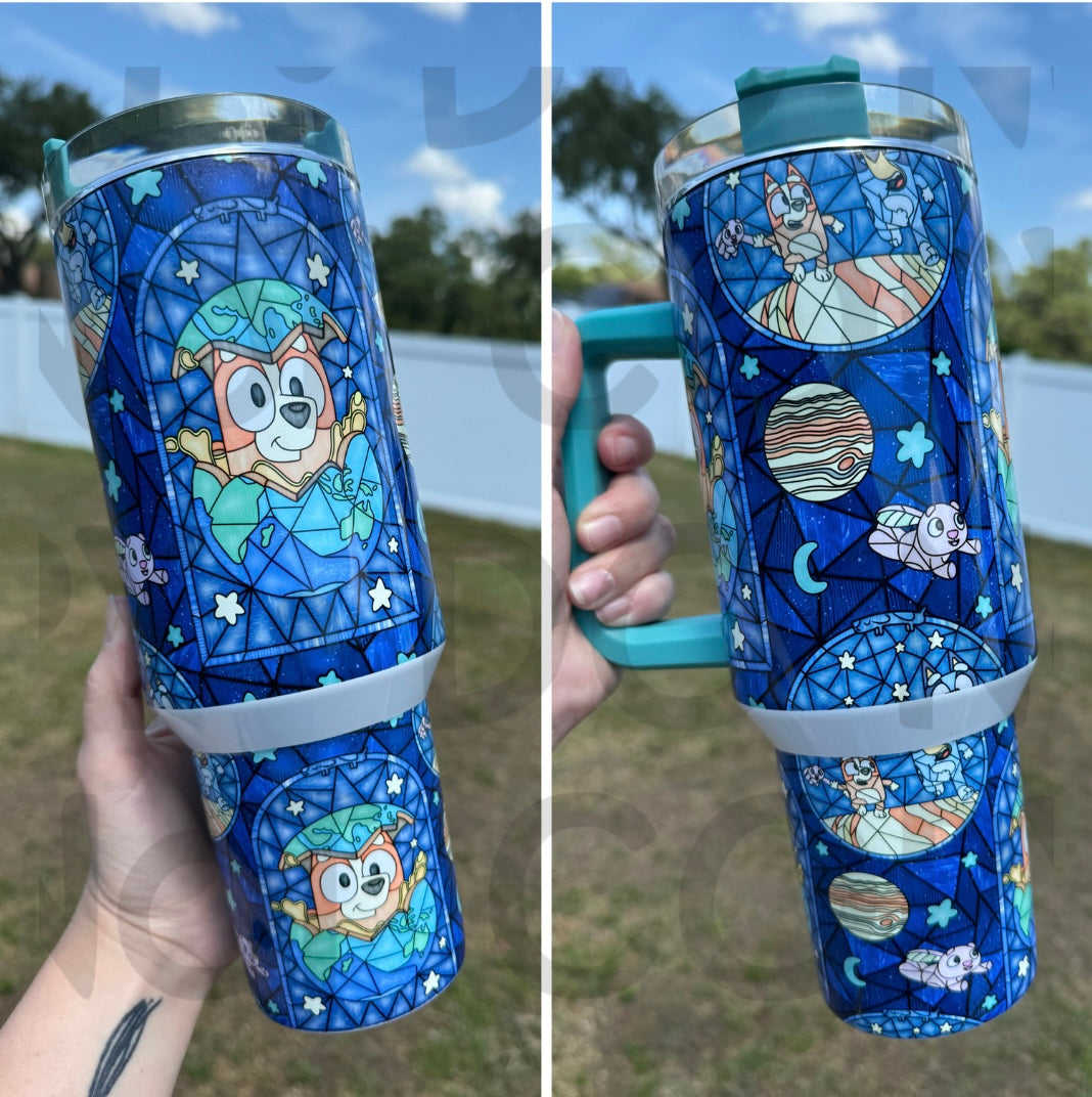 Sleepy Pups Stained Glass 40 oz Tumbler
