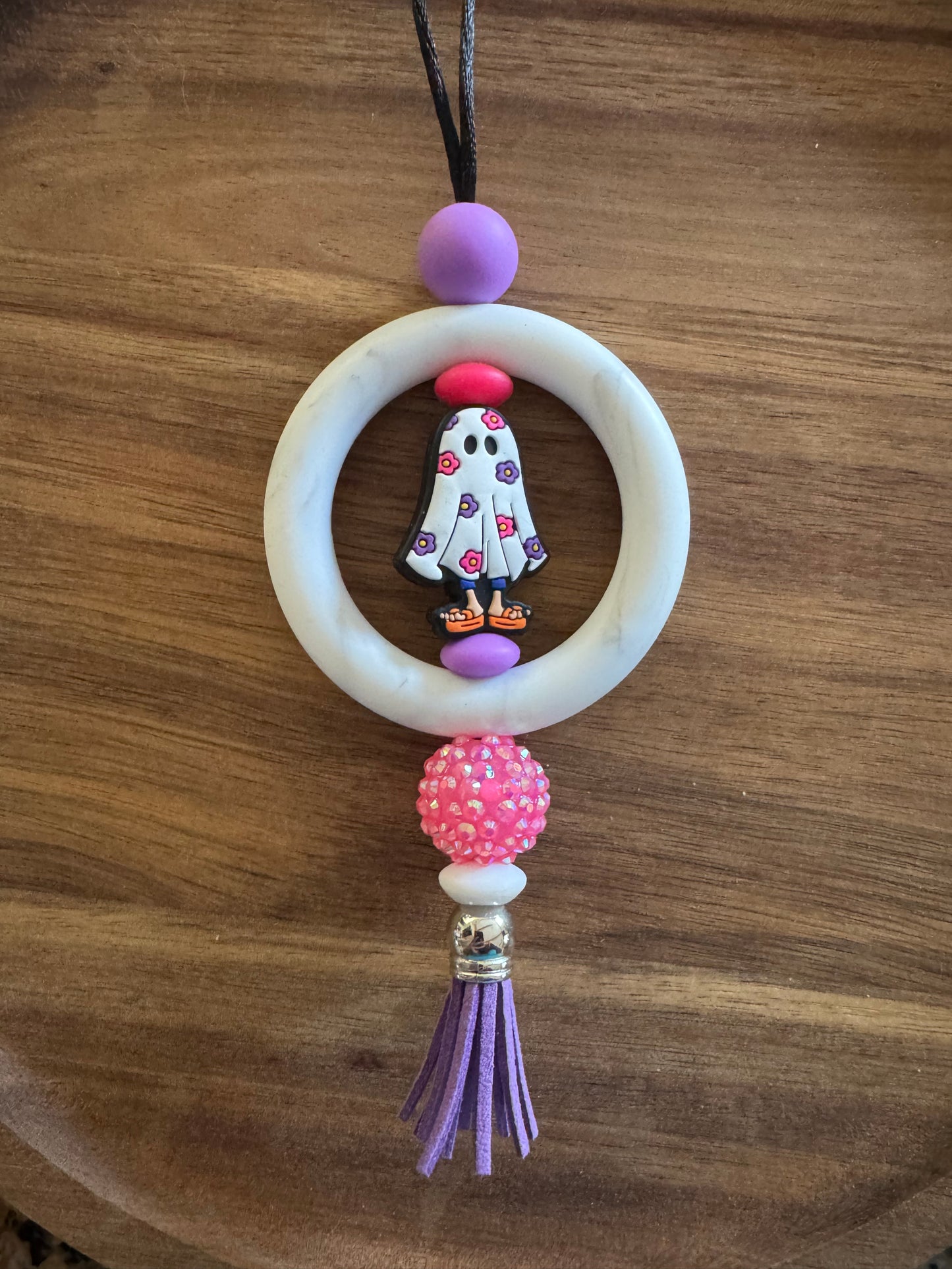 Floral Ghostie Car Charm