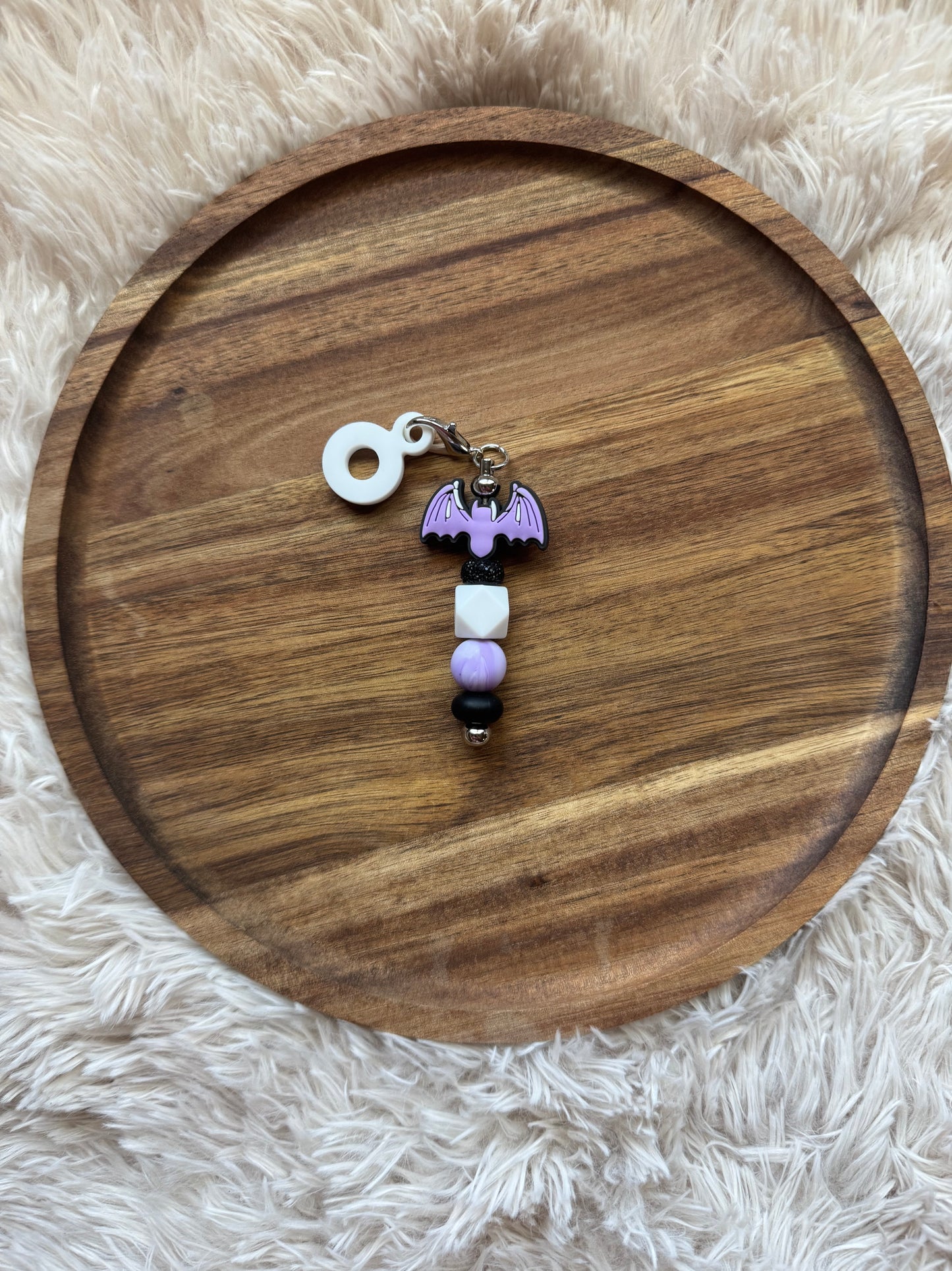 Purple Bat Straw Charm