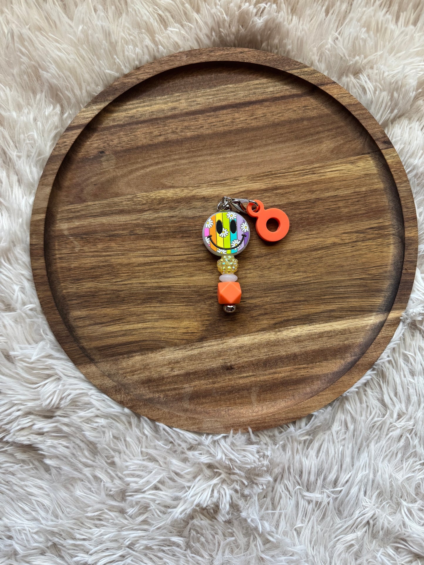 Rainbow Smiley Straw Charm