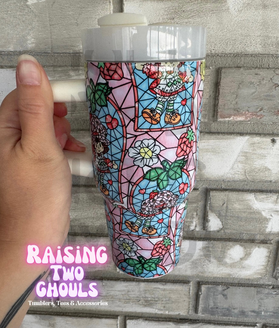 Strawberry Stained Glass 14 oz Full Wrap
