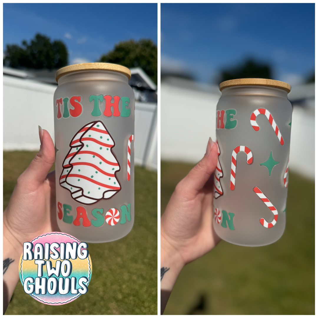 Tis the Season 16 oz Glass Can