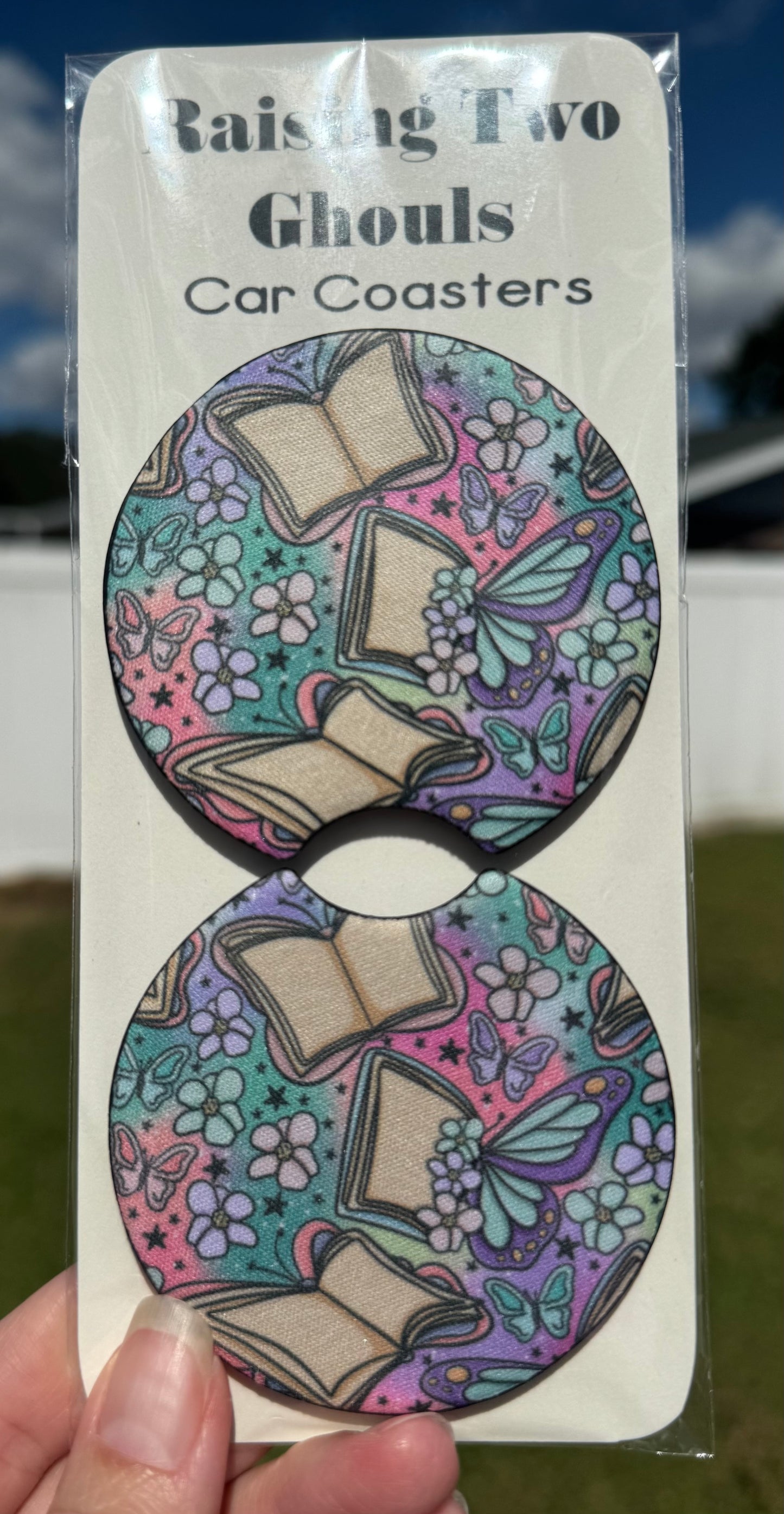 Butterfly Books Car Coasters