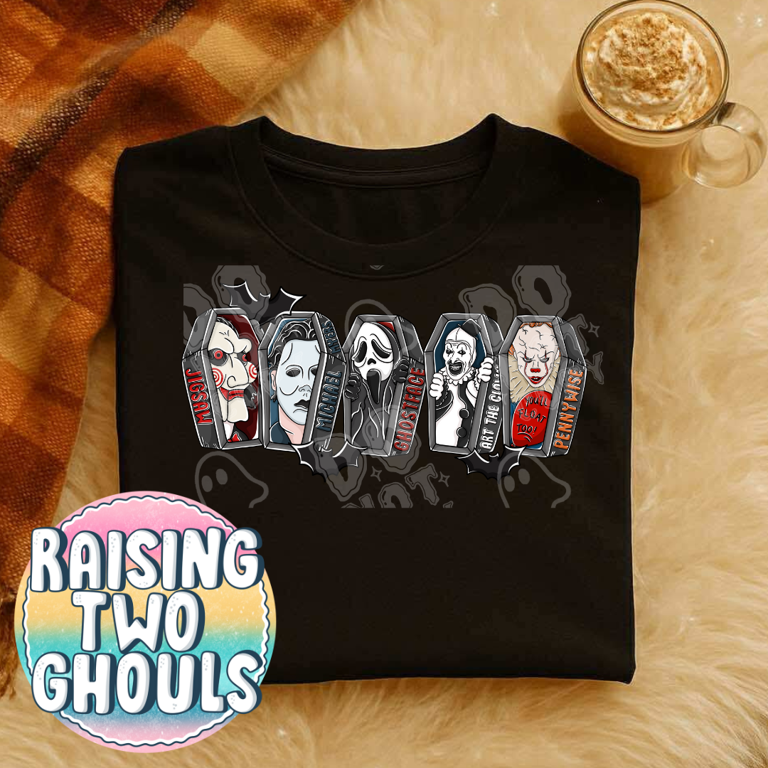Horror Coffin Tee with 20 oz Tumbler Spooky Box