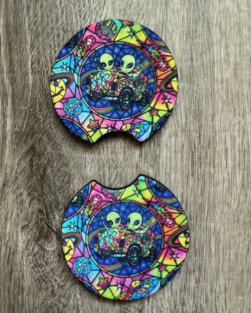 LF Alien Stained Glass Car Coasters