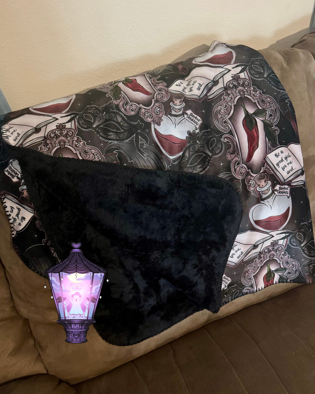 Dark Romance Sherpa Blanket (black back)