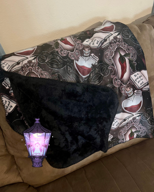 Dark Romance Sherpa Blanket (black back)