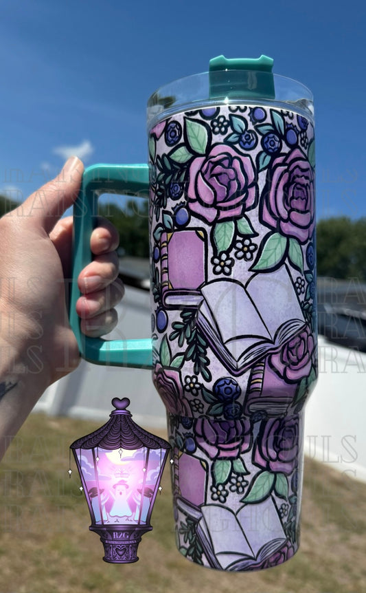 Spring Floral Books 40 oz Tumbler