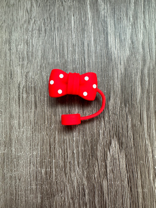 Red Bow Straw Topper