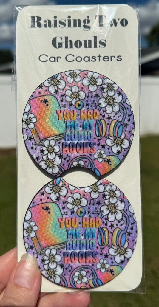 You Had Me at Audiobooks Car Coasters