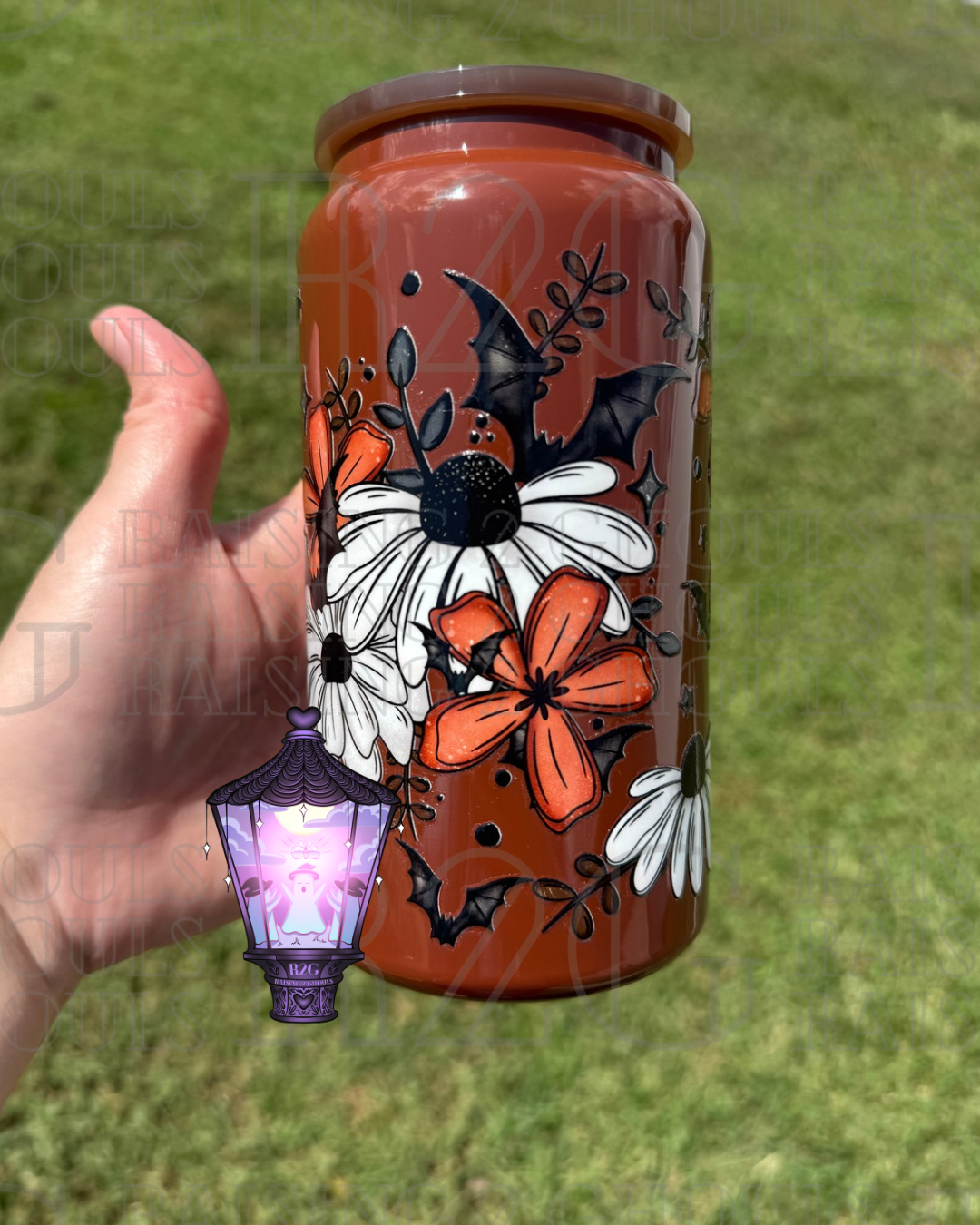 Fall Floral Bat Stainless Steel Can