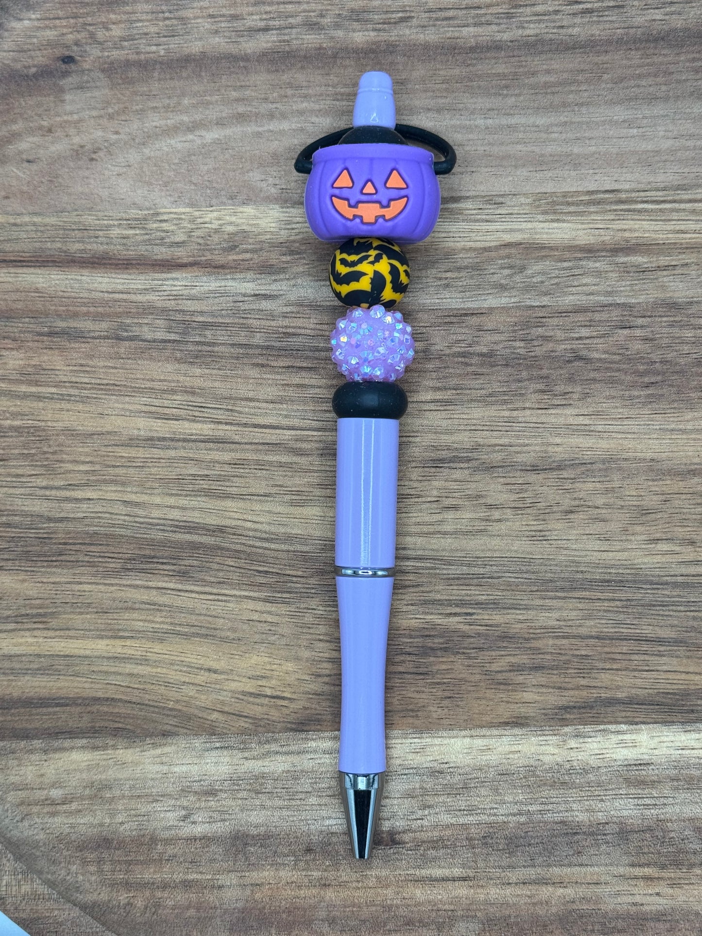 Purple Pumpkin Bucket Beaded Pen