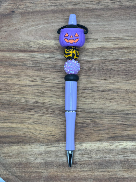 Purple Pumpkin Bucket Beaded Pen