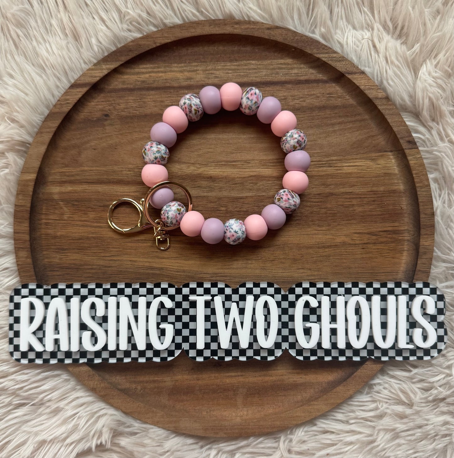 Pastel Floral Beaded Wristlet