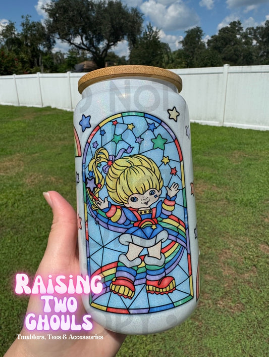 Rainbow Brite White Shimmer 16 oz Glass Can