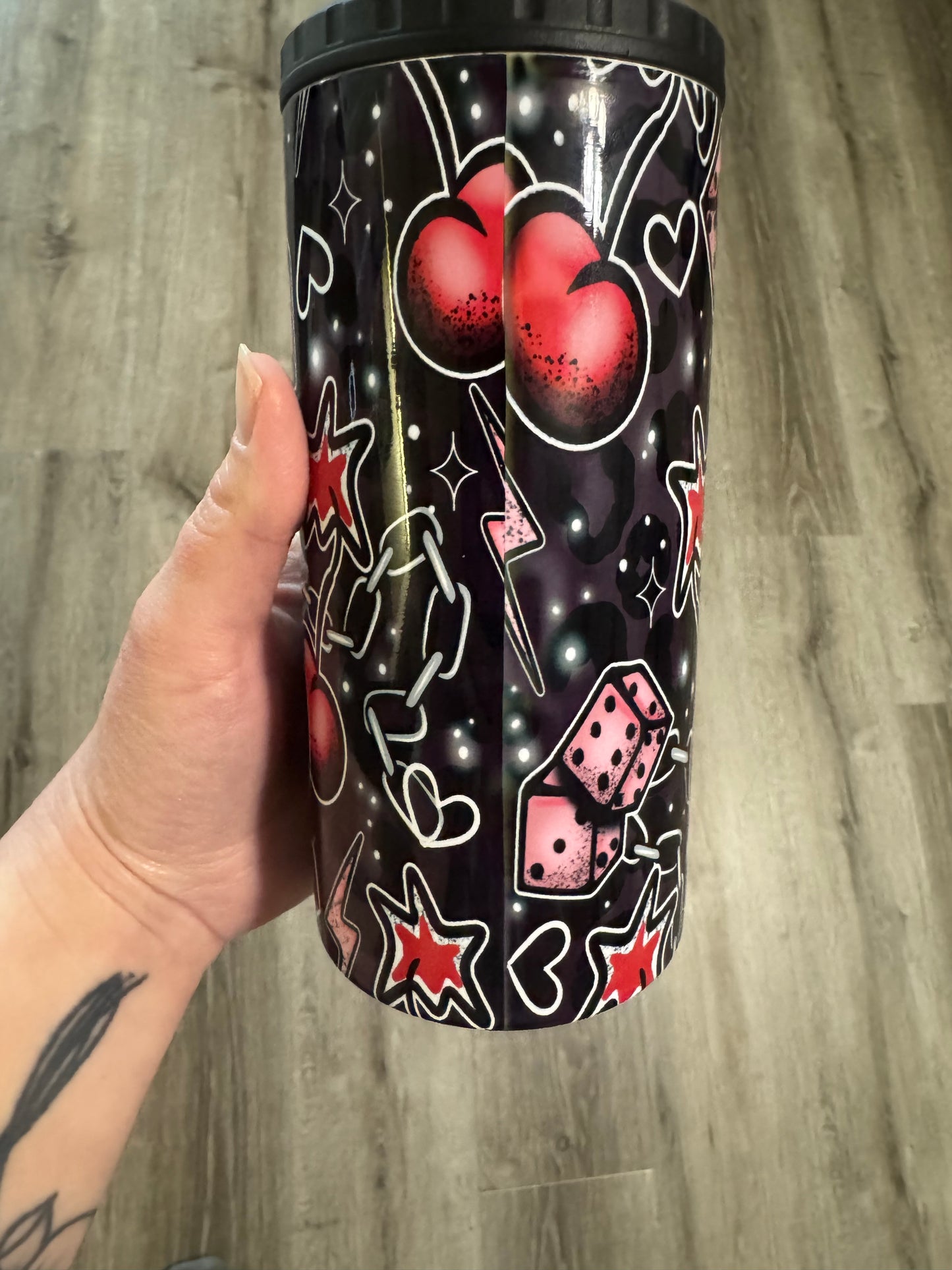*FLAWED SEE PIC* Cherry Bomb Can Cooler