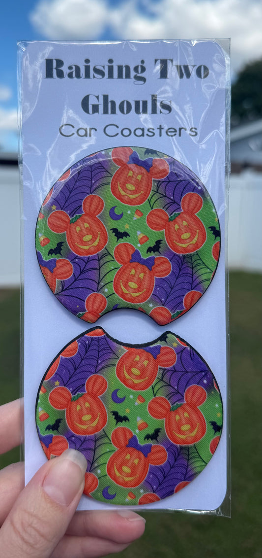 Mouse Pumpkin Car Coasters