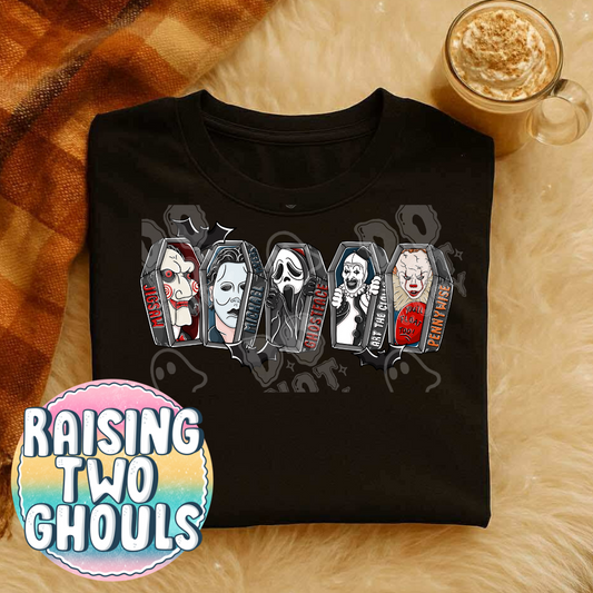 Horror Coffin Tee with 20 oz Tumbler Spooky Box