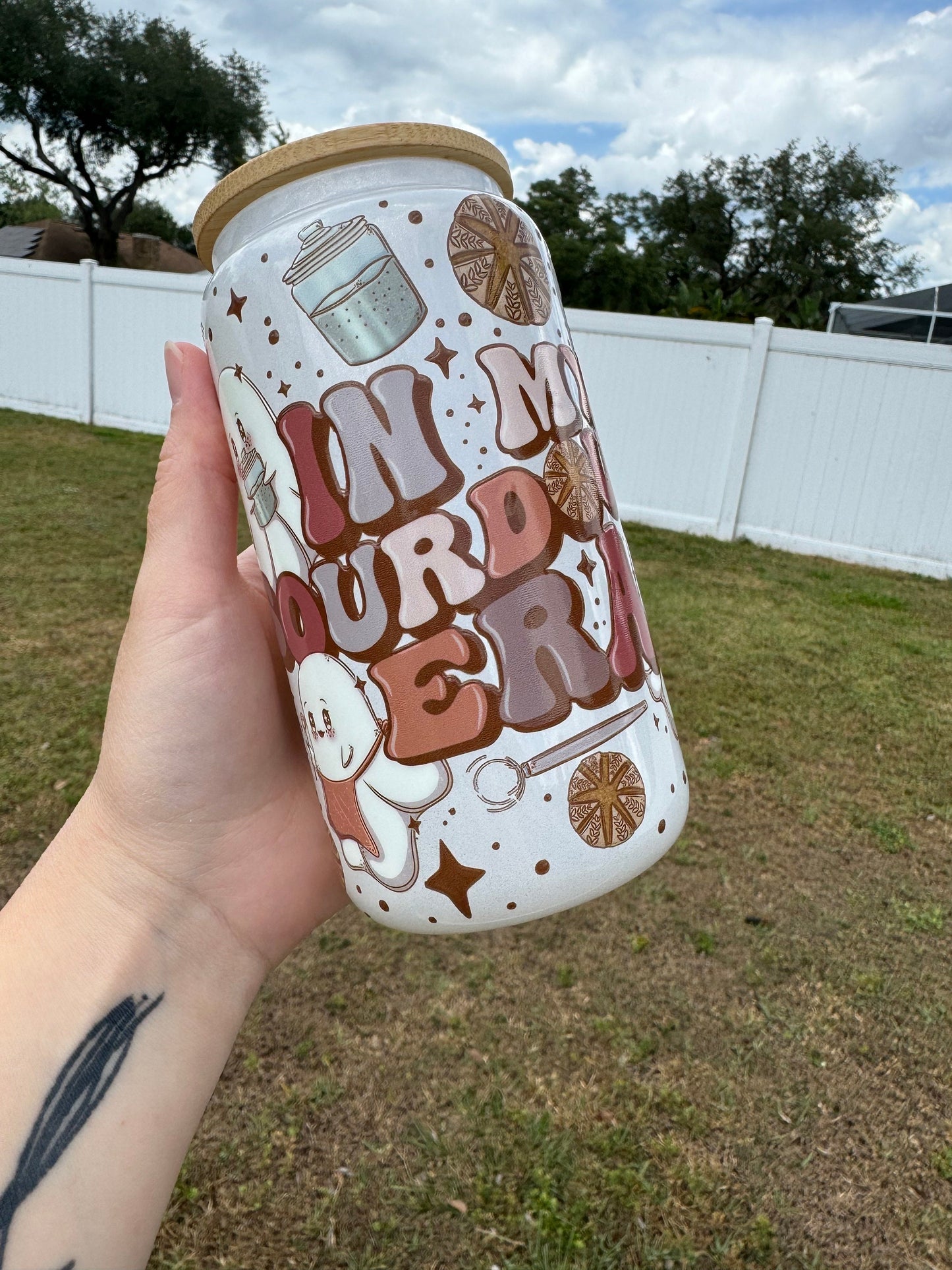 In My Sourdough Era White Shimmer Glass